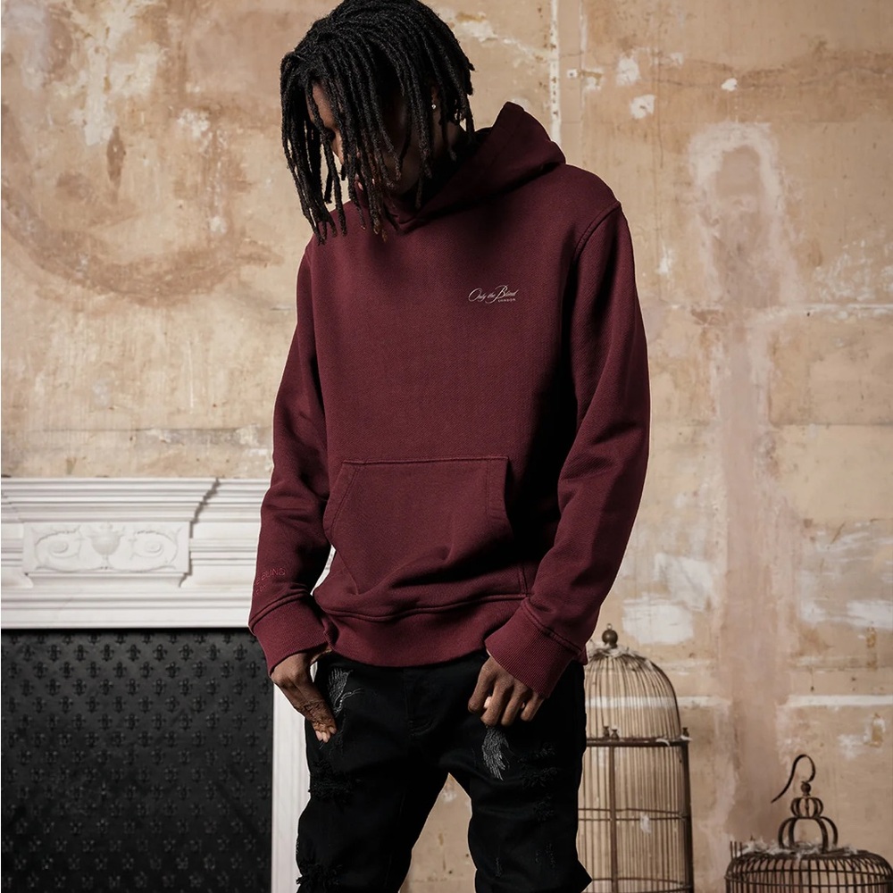 Only The Blind London MAROON ESSENTIAL HOODIE S Maroon Color Men Small Fashion - Picture 4 of 13